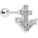 18G 5/16 Clear CZ Gem Nautical Anchor Cartilage Tragus Earring