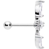 18G 5/16 Clear CZ Gem Geometric Crest Cartilage Tragus Earring