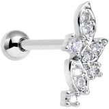 18G 5/16 Clear CZ Gem Leafy Flourish Cartilage Tragus Earring