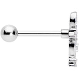 18G 5/16 Clear CZ Gem Leafy Flourish Cartilage Tragus Earring