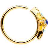 20G 5/16 Blue Gem Gold Tone Star Seamless Circular Ring