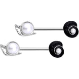 14G 9/16 Clear Gem White Orb Snail Shell Barbell Nipple Ring Set