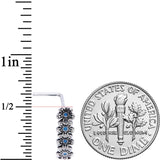 20G Blue Flowers Faux Hoop L Shaped Nose Ring