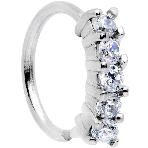 18G 5/16 Clear CZ Gem Crowning Glory Seamless Circular Ring