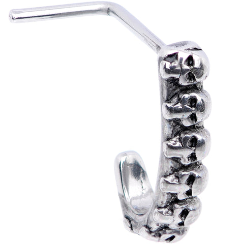 20G Ring of Skulls Faux Hoop L Shaped Nose Ring