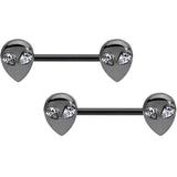 14G 9/16 Clear Gem Black Alien Invader Barbell Nipple Ring Set