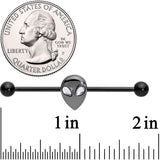14G Clear Gem Black Alien Invader Industrial Barbell 38mm