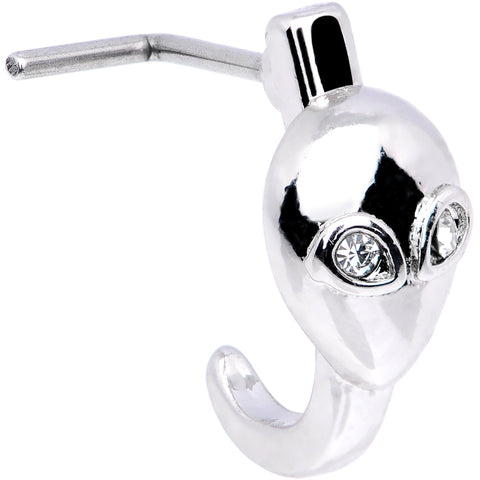 20G Clear Gem Alien Invader Faux Hoop L Shaped Nose Ring