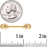 14G 9/16 Clear Gem Gold Tone Holiday Star Barbell Nipple Ring Set