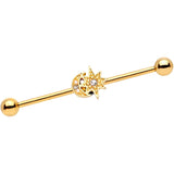 14G Clear Gem Gold Tone Holiday Star Industrial Barbell 38mm