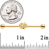 14G Clear Gem Gold Tone Holiday Star Industrial Barbell 38mm