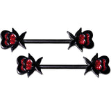 14G Clear Gem Heart Black Horseshoe Barbell Nipple Ring  Set