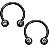 14G Clear Gem Heart Black Horseshoe Barbell Nipple Ring  Set