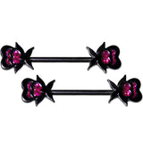 14G 5/8 1/2 Clear Gem Black Horseshoe Barbell Nipple Ring Set