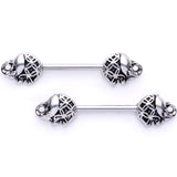 14G 5/8 Whimsical Round Elephant Barbell Nipple Ring Set