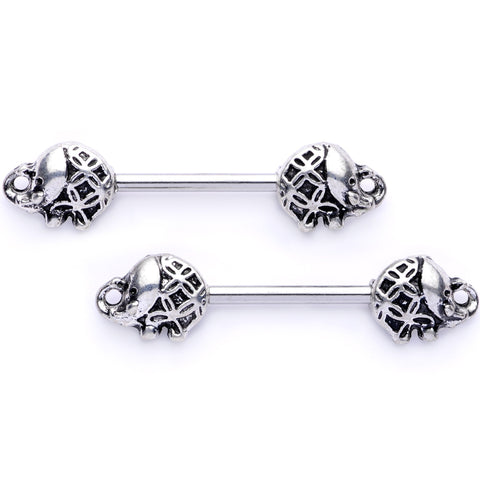 14G 5/8 Whimsical Round Elephant Barbell Nipple Ring Set
