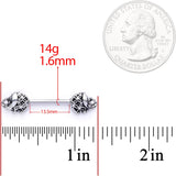 14G 5/8 Whimsical Round Elephant Barbell Nipple Ring Set