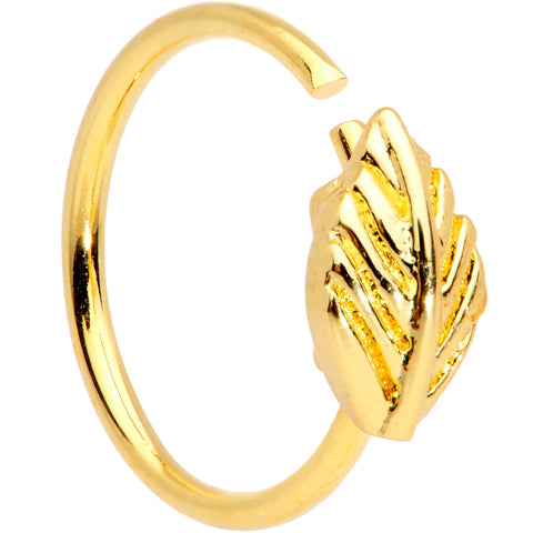 20G 5/16 Gold Tone Feather Seamless Circular Ring