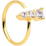 20G 5/16 Clear CZ Gem Trio Gold Tone Seamless Circular Ring