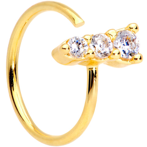20G 5/16 Clear CZ Gem Trio Gold Tone Seamless Circular Ring