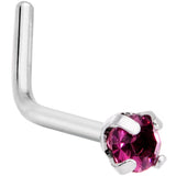 20G 1/4 Purple CZ Gem L Shaped Nose Ring
