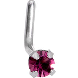 20G 1/4 Purple CZ Gem L Shaped Nose Ring
