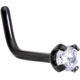 20G 1/4 Clear CZ Gem Black L Shaped Nose Ring