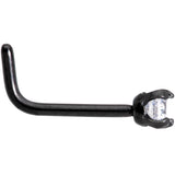 20G 1/4 Clear CZ Gem Black L Shaped Nose Ring