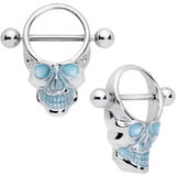 14G 9/16 Glow in the Dark Skull Nipple Shield Set