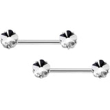 14G 9/16 1/2 Clear Gem Flower Horseshoe Barbell Nipple Ring Set