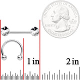 14G 9/16 1/2 Clear Gem Flower Horseshoe Barbell Nipple Ring Set