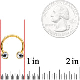 14G 9/16 Clear Gem Gold Tone Heart Horseshoe Nipple Ring Set
