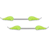 14G 9/16 Glow in the Dark Green Leaf Barbell Nipple Rings