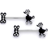 14G 9/16 Clear Gem Give a Dog a Bone Barbell Nipple Ring Set