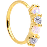 20G 5/16 White Faux Opal Gold Tone Seamless Circular Ring