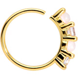 20G 5/16 White Faux Opal Gold Tone Seamless Circular Ring