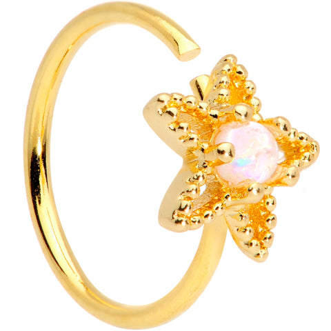 20G 5/16 White Faux Opal Gold Tone Star Seamless Circular Ring
