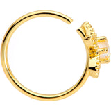 20G 5/16 White Faux Opal Gold Tone Star Seamless Circular Ring