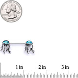 14G 9/16 Clear Blue Gem Jellyfish Barbell Nipple Ring Set