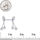 9/16 Aqua Gem Butterfly Dangle Barbell Nipple Ring Set