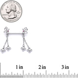 9/16 Pink Gem Butterfly Dangle Barbell Nipple Ring Set