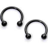 14G 9/16 1/2 Black Moon Star Horseshoe Barbell Nipple Ring Set