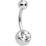 Clear Gem Blue Faux Druzy Crescent Moon Belly Ring Set