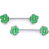 14G 9/16 1/2 Green Flower BCR Barbell Nipple Ring Set