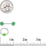 14G 9/16 1/2 Green Flower BCR Barbell Nipple Ring Set