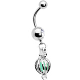 Black Clear Gem Glow in the Dark Owl Dangle Belly Ring