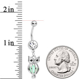 Black Clear Gem Glow in the Dark Owl Dangle Belly Ring