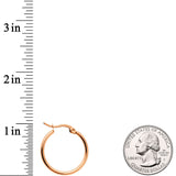 20mm Rose Gold Tone PVD Stainless Steel Hoop Earrings
