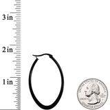 40mm Black Tone PVD Stainless Steel Oval Hoop Earrings