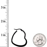 30mm Black Tone PVD Stainless Steel Heart Hoop Earrings